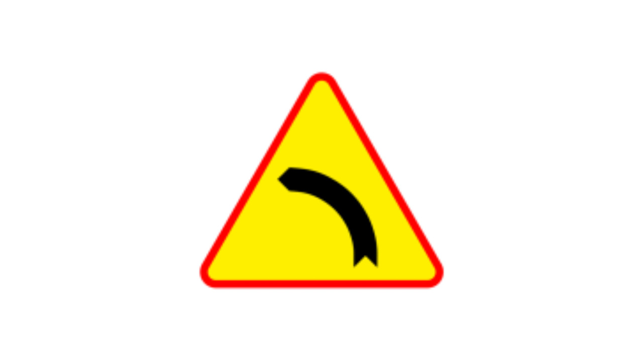 Znak drogowy A-2 – Niebezpieczny zakręt w lewo