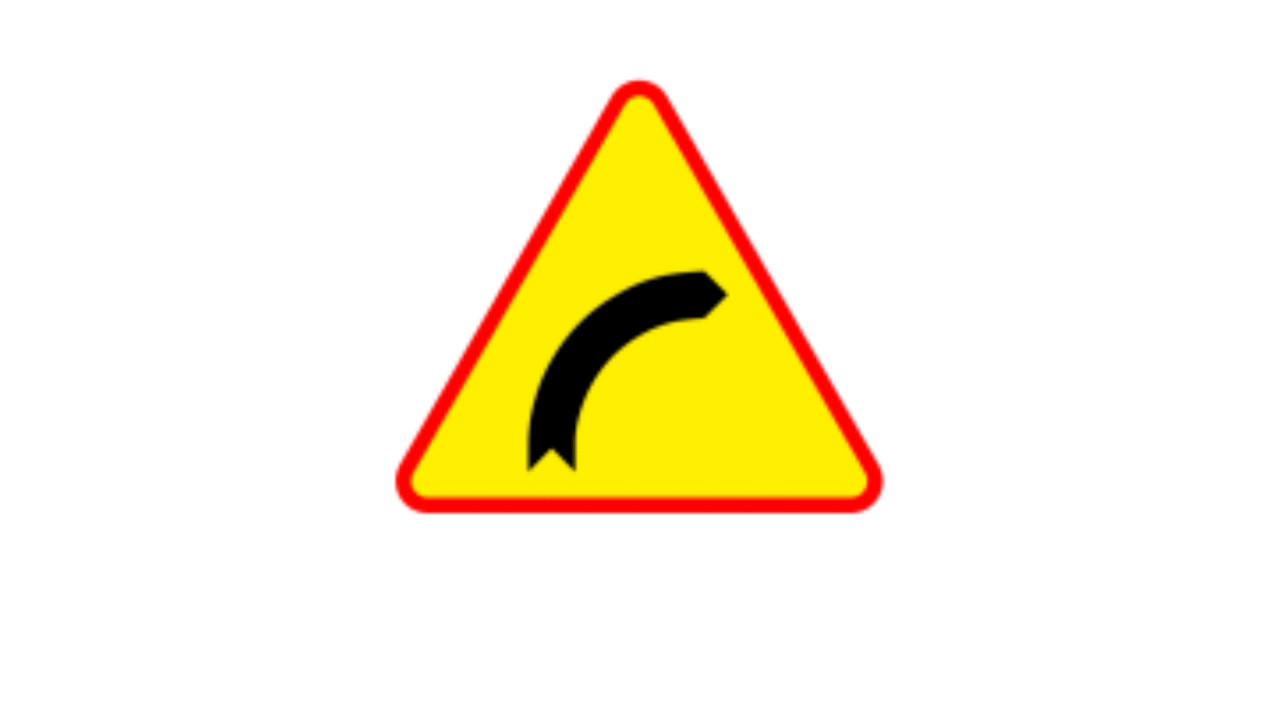 Znak drogowy A-1 - Niebezpieczny zakręt w prawo