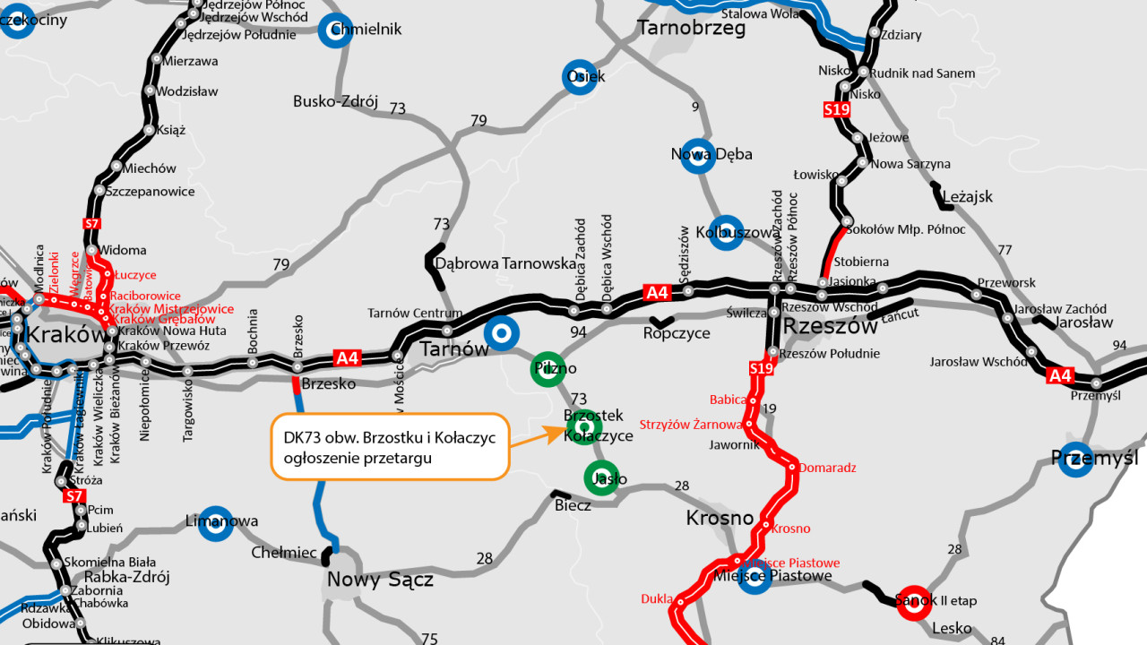 Przetarg na budowę obwodnicy Brzostku i Kołaczyc w ciągu DK73
