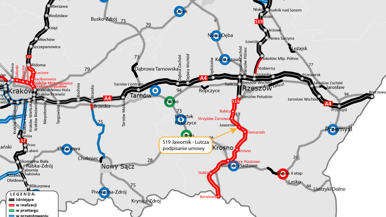 Cała S19 w województwie podkarpackim w realizacji