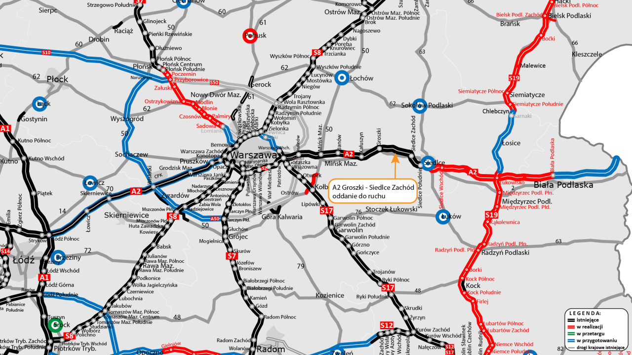 GDDKiA udostępniła ostatni odcinek autostrady A2 Mińsk Mazowiecki – Siedlce