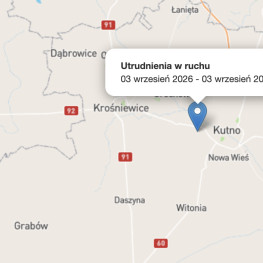 DK92 w Bieniewie-Parceli z objazdem. Zderzenie na 440. kilometrze