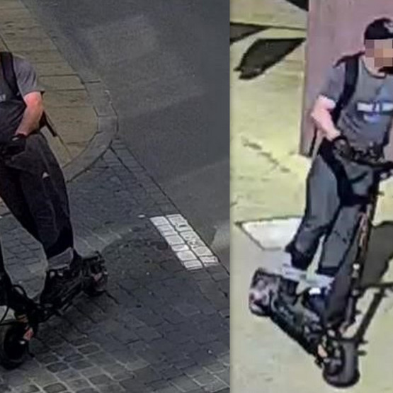 Zatrzymany mężczyzna na hulajnodze