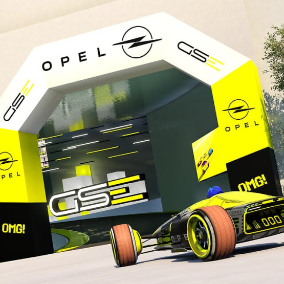 Wirtualny samochód na trasie przygotowanej dla Opel Trackmania Cup. Fot. media.stellantis.com
